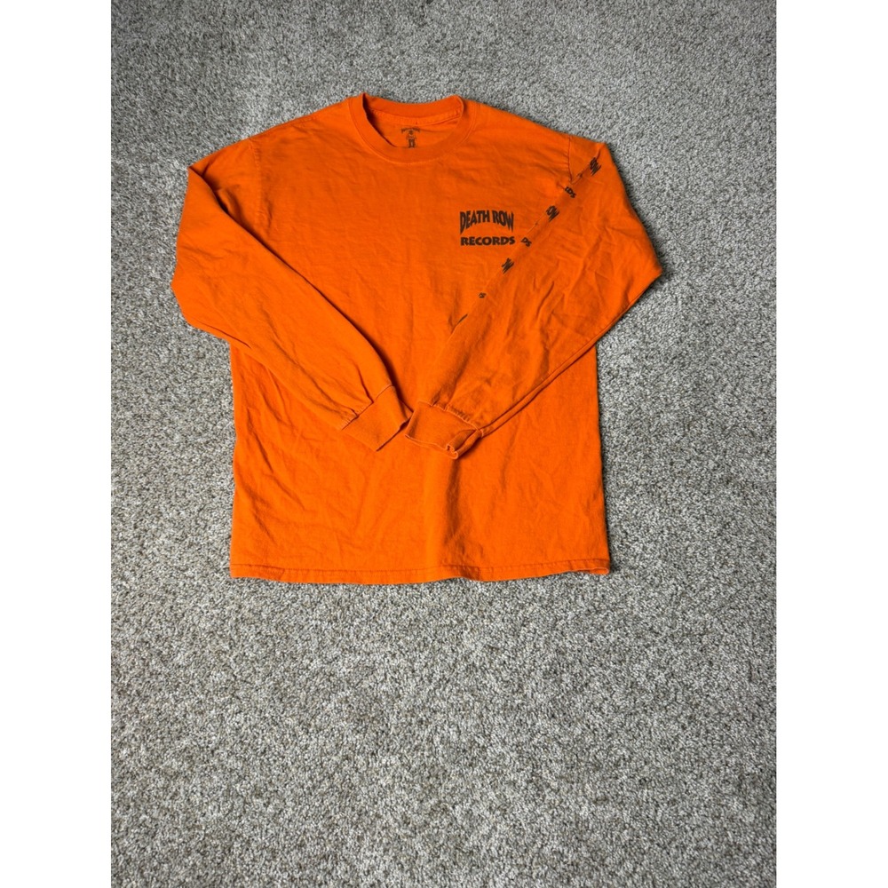 Death Row Records Orange Long Sleeve Graphic T-Shirt Mens Medium 91 Back Print